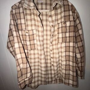Women’s Tan and Brown Plaid flannel
